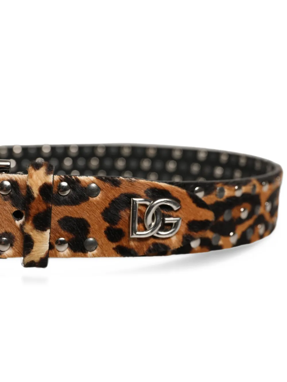 Dolce & Gabbana leopard-print studded belt Bruin