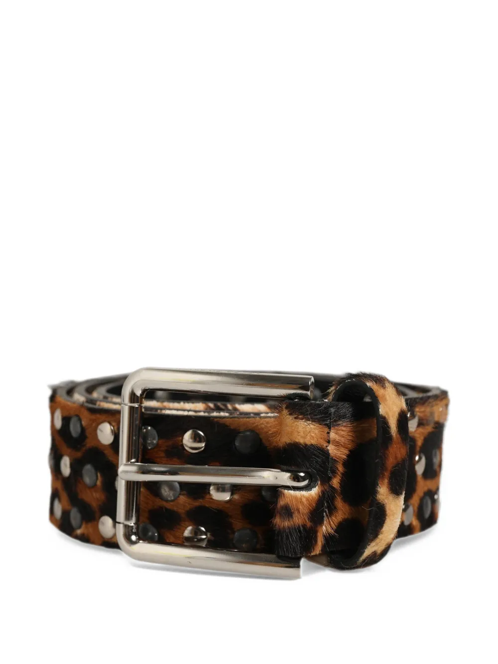 Dolce & Gabbana leopard-print studded belt Bruin