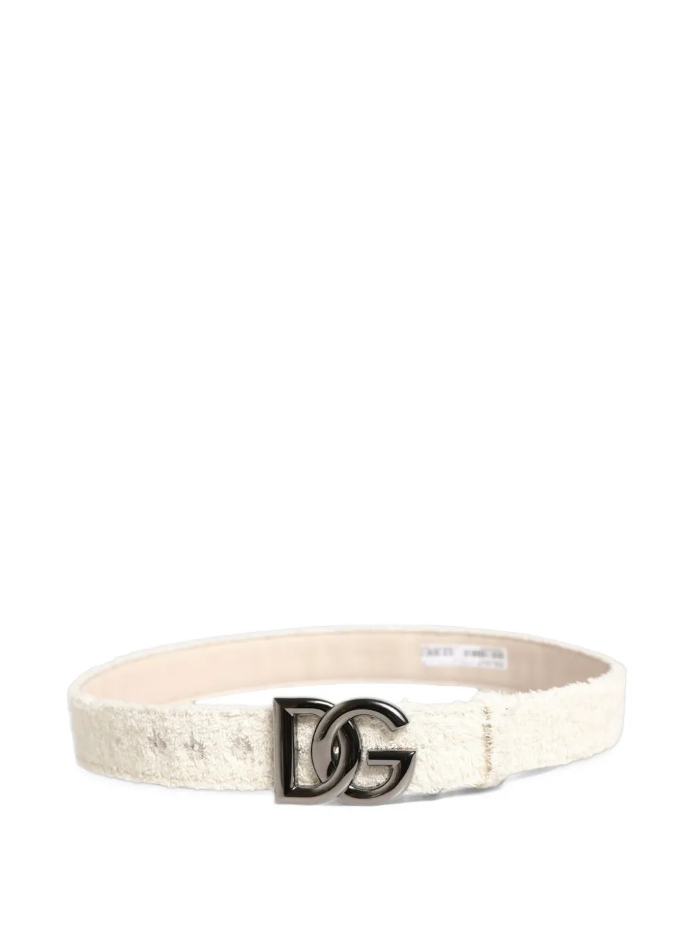Dolce & Gabbana white cotton-fleece DG-Logo metal-buckle belt - Toni neutri