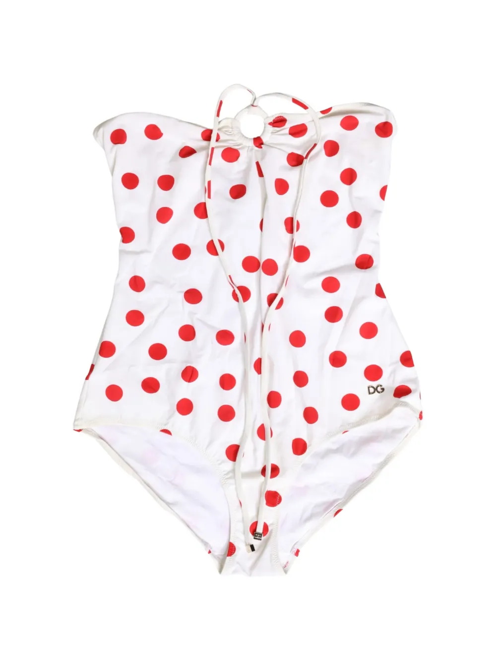 Dolce & Gabbana polka-dot halterneck swimsuit - Bianco