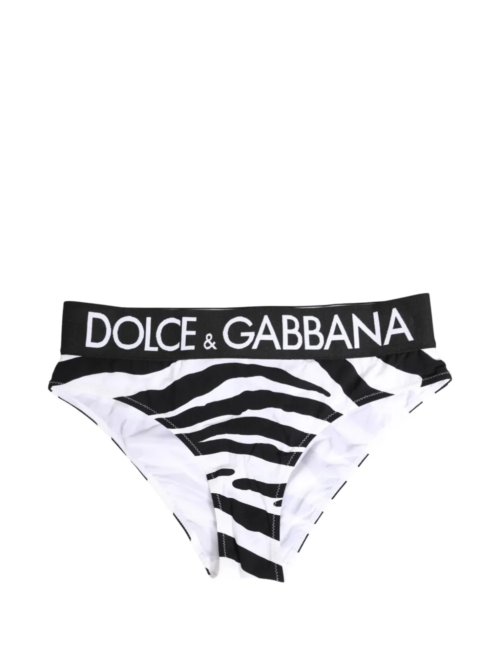 Dolce & Gabbana zebra-print logo-waistband briefs - Bianco