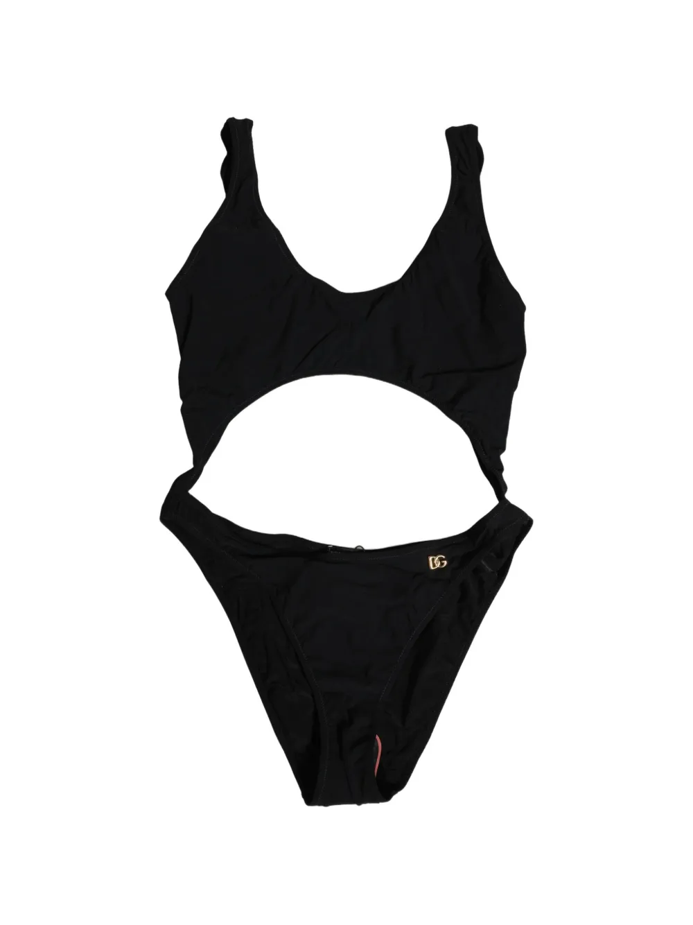 Dolce & Gabbana cutout logo-plaque swimsuit - Black