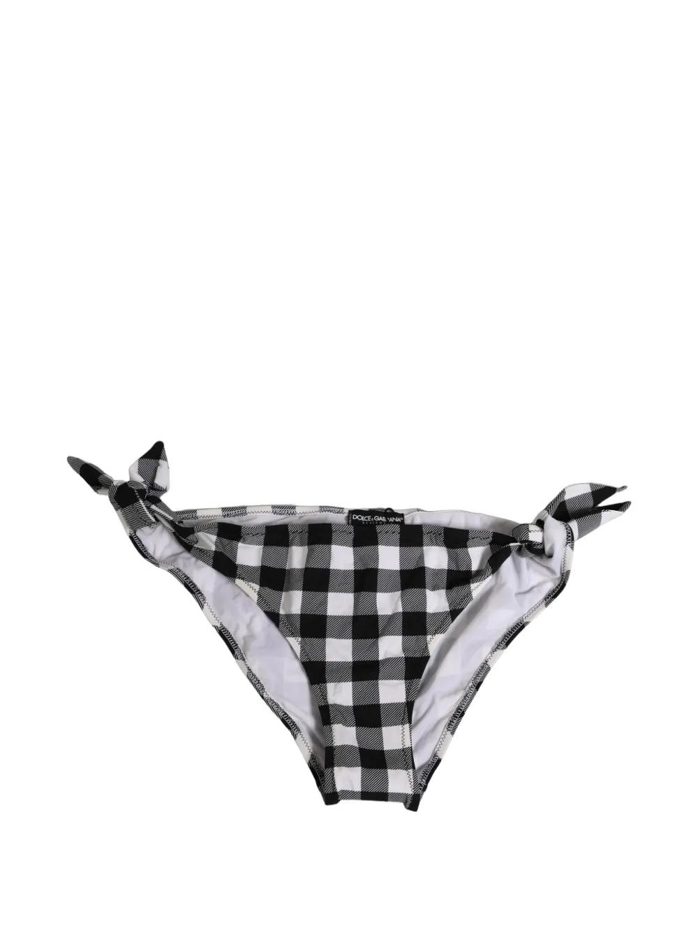 Dolce & Gabbana gingham-check side-tie bikini bottoms - Nero