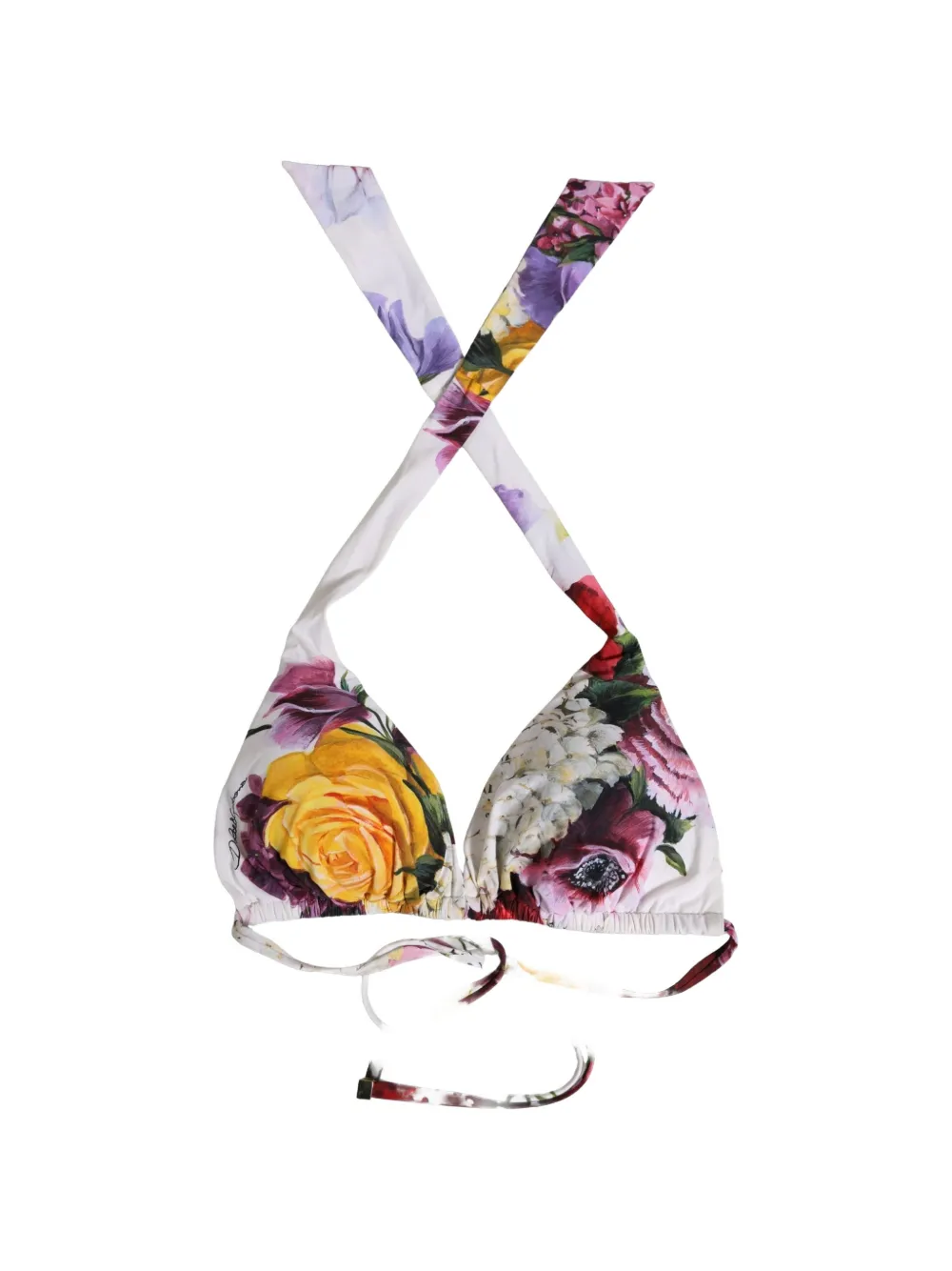Dolce & Gabbana floral-print triangle bikini top Wit
