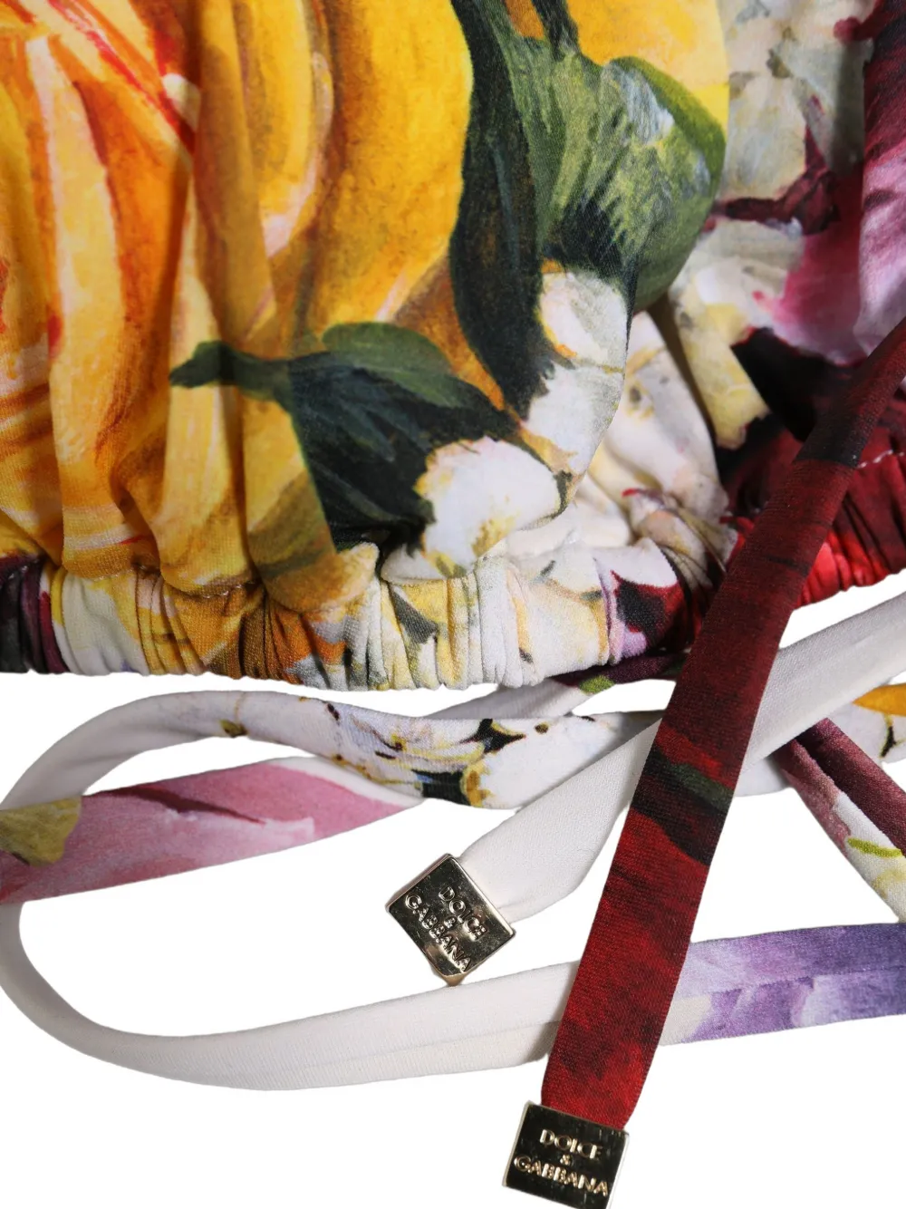Dolce & Gabbana floral-print triangle bikini top Wit