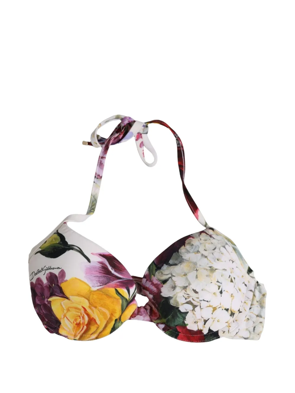 Dolce & Gabbana floral-print bikini top - Bianco