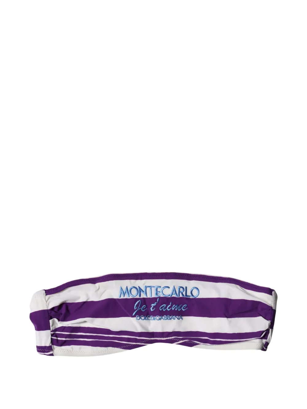 Dolce & Gabbana striped embroidered bandeau bikini top Wit