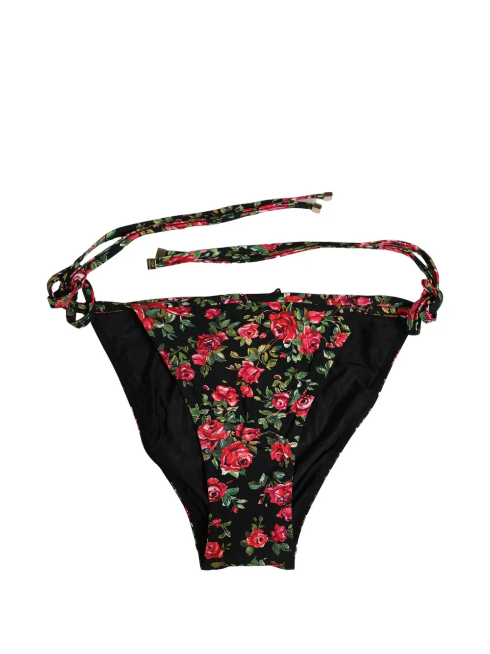 Dolce & Gabbana floral-print tie-side bikini bottoms - Nero
