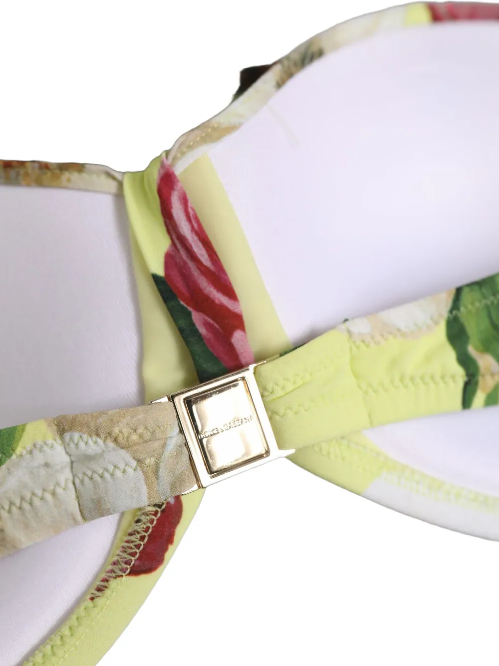 Dolce & Gabbana floral-print halterneck bikini top Geel
