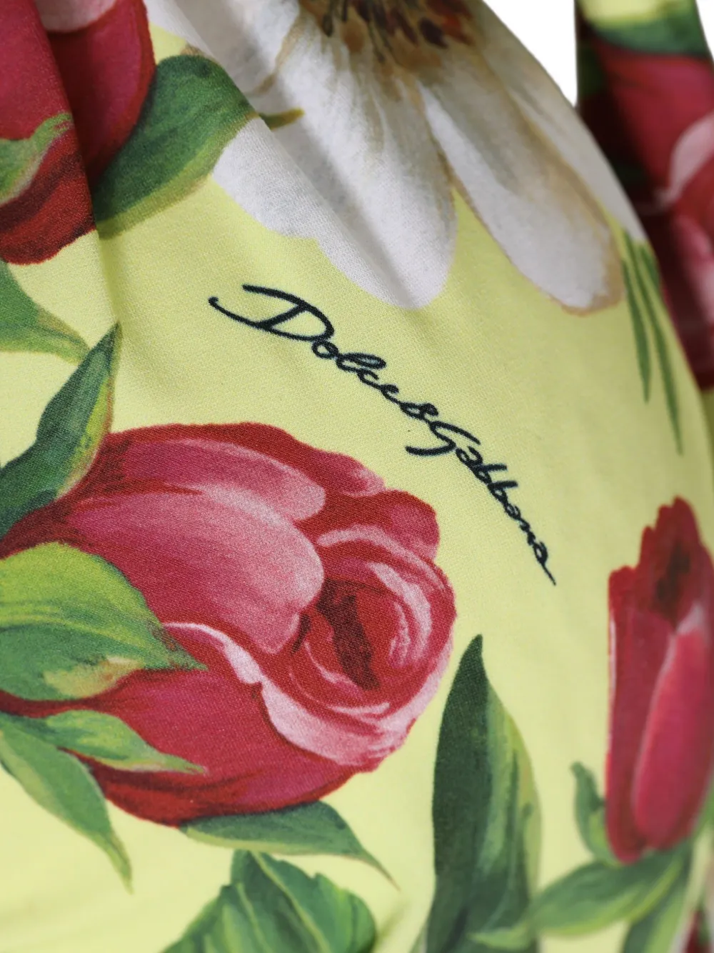 Dolce & Gabbana floral-print halterneck bikini top Geel