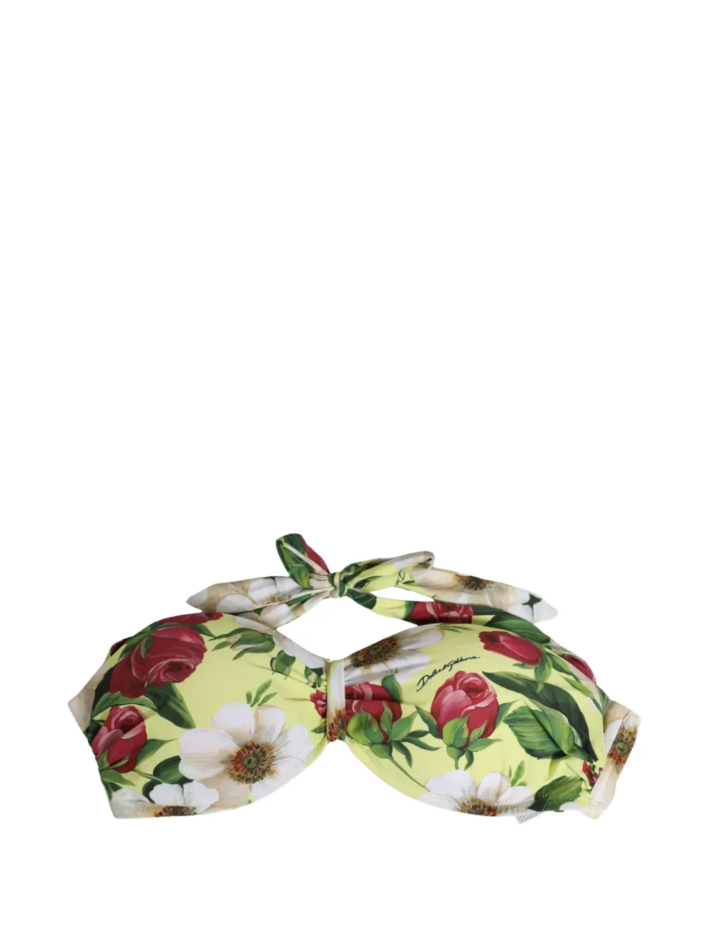 Dolce & Gabbana floral-print halterneck bikini top - Giallo