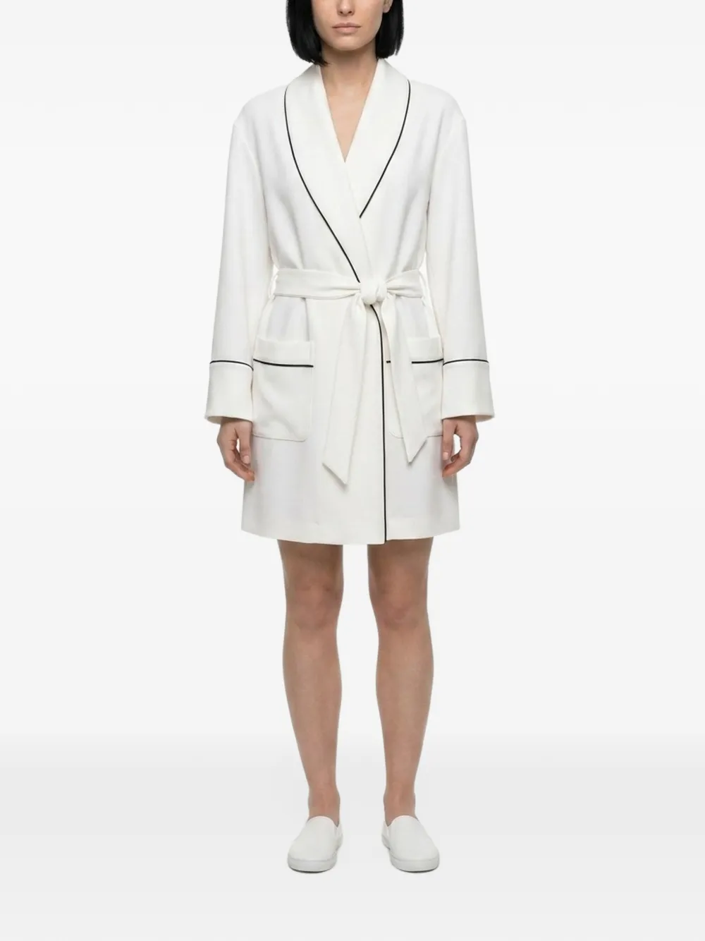 Dolce & Gabbana contrast-piping belted dressing gown Wit