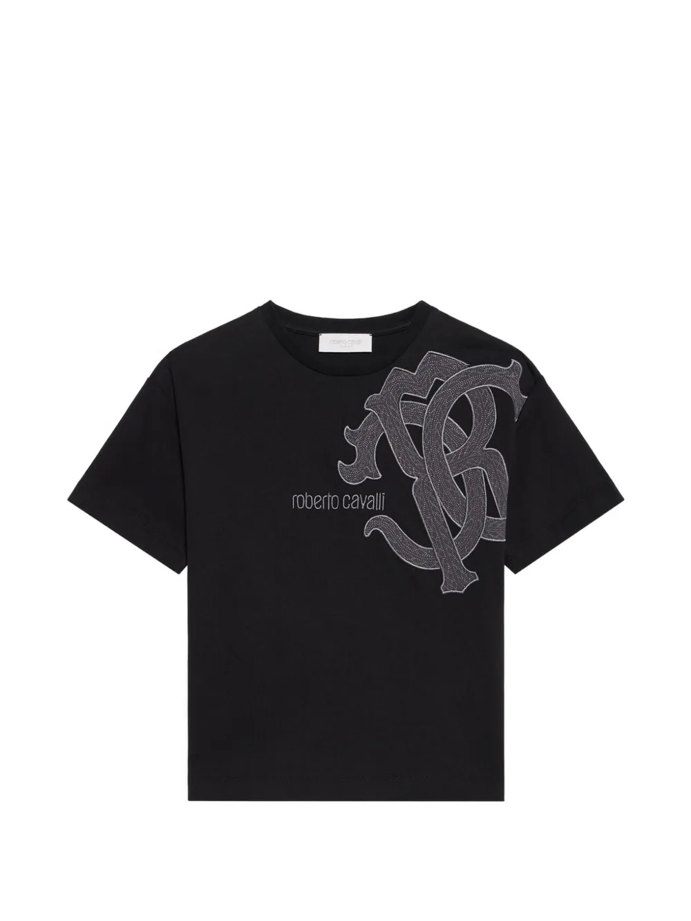 Roberto Cavalli Junior logo-embroidered T-shirt - Nero
