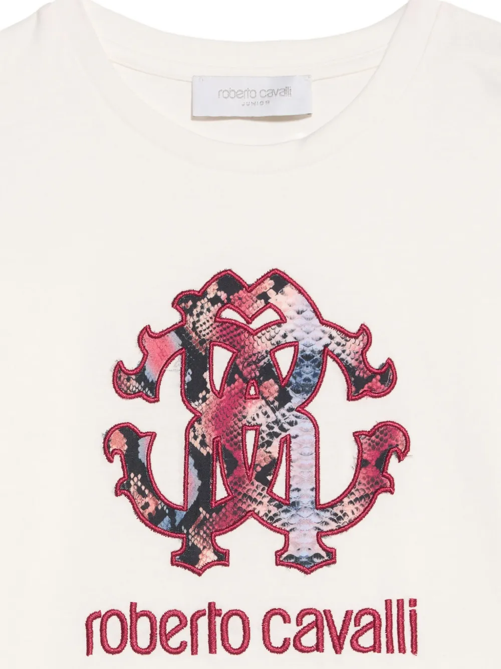 Roberto Cavalli Junior logo-print T-shirt Beige