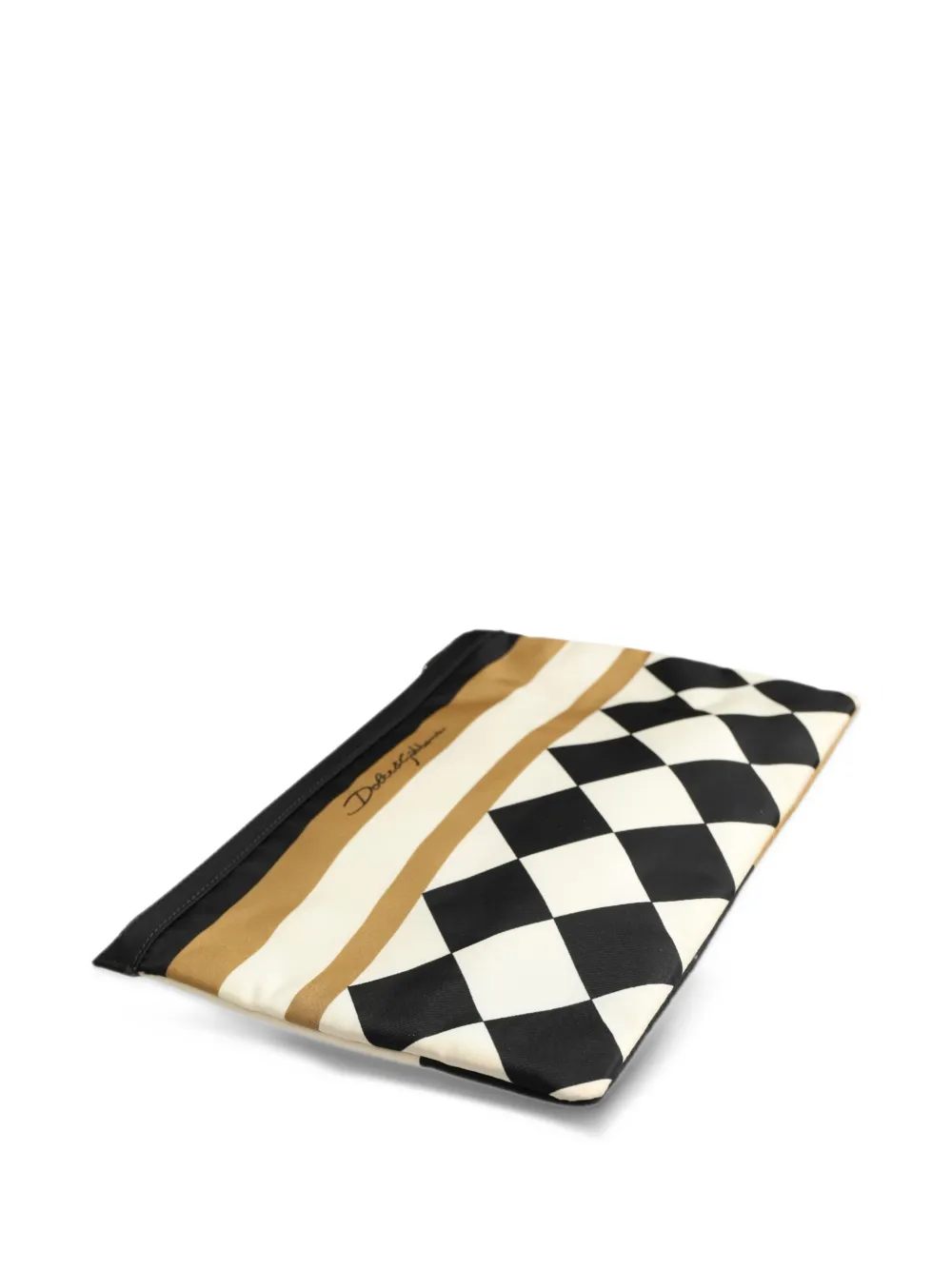 Dolce & Gabbana logo-print checkered clutch bag Zwart