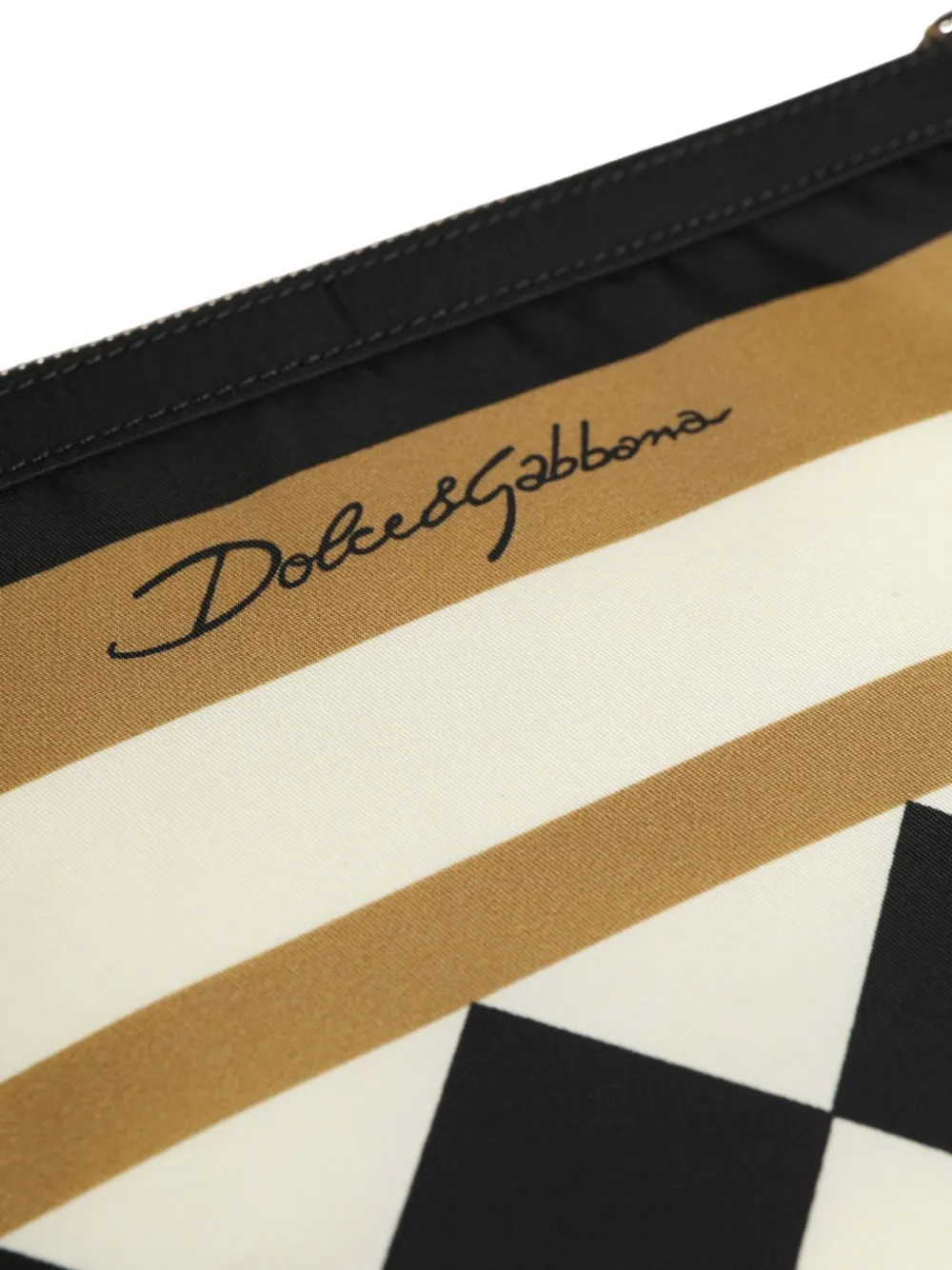 Dolce & Gabbana logo-print checkered clutch bag Zwart