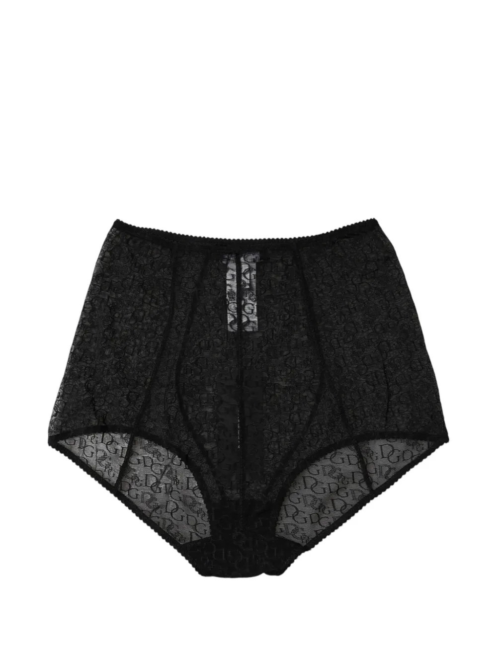 Dolce & Gabbana logo-lace high-waist briefs - Nero