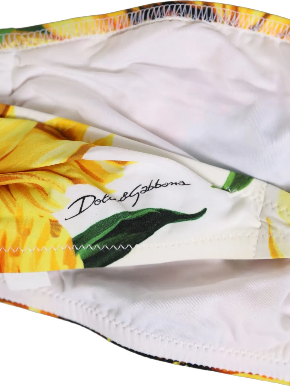Dolce & Gabbana sunflower-print bandeau bikini top Wit