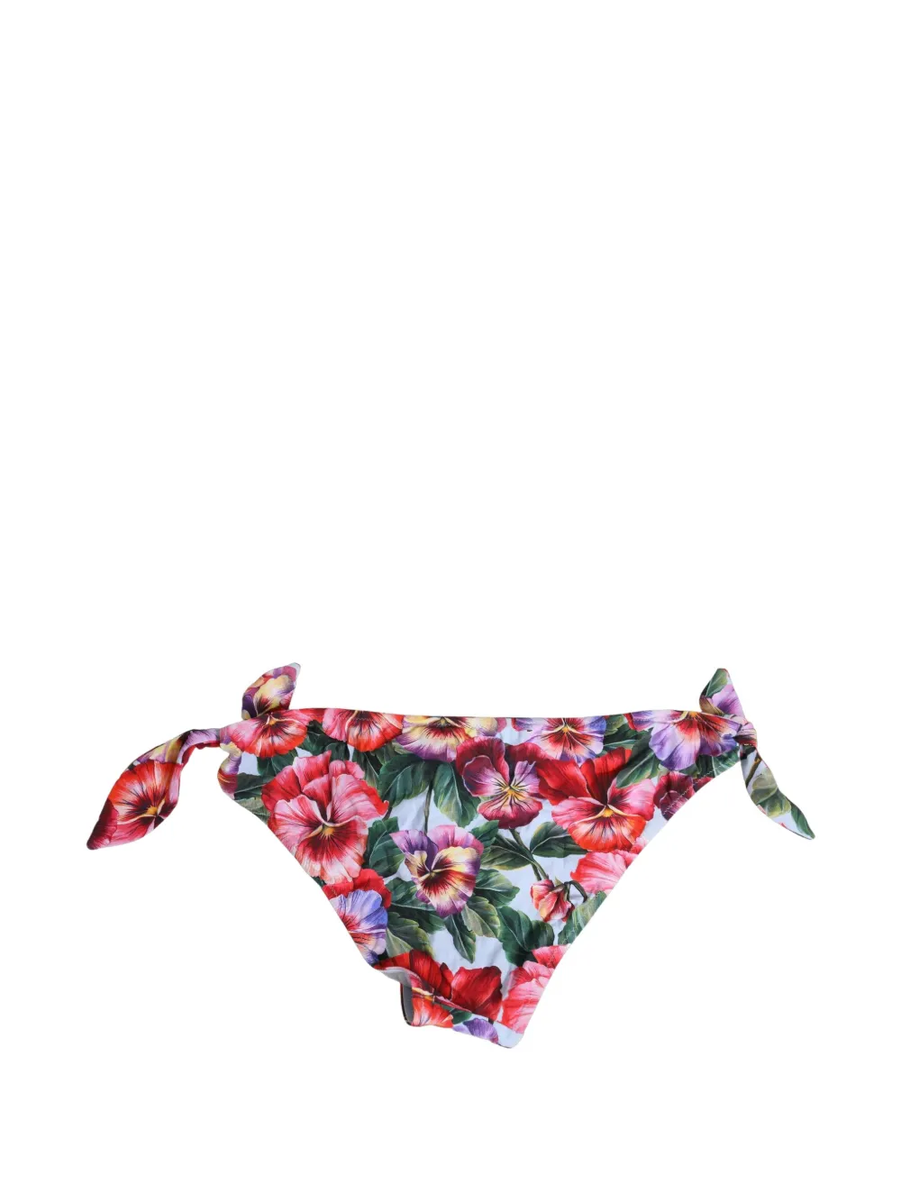 Dolce & Gabbana floral-print side-tie bikini bottoms - Bianco