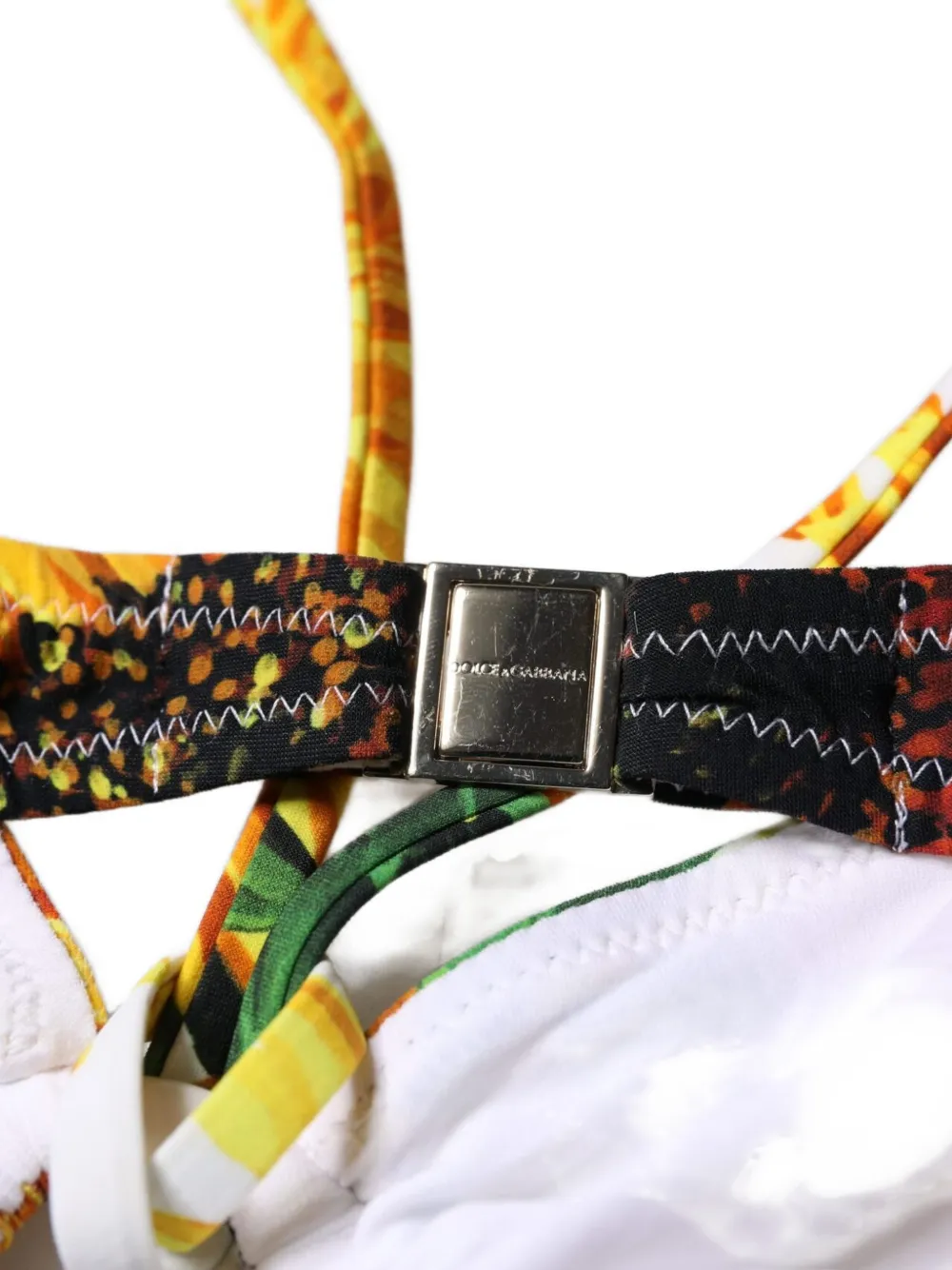 Dolce & Gabbana floral-print halterneck bikini top Wit