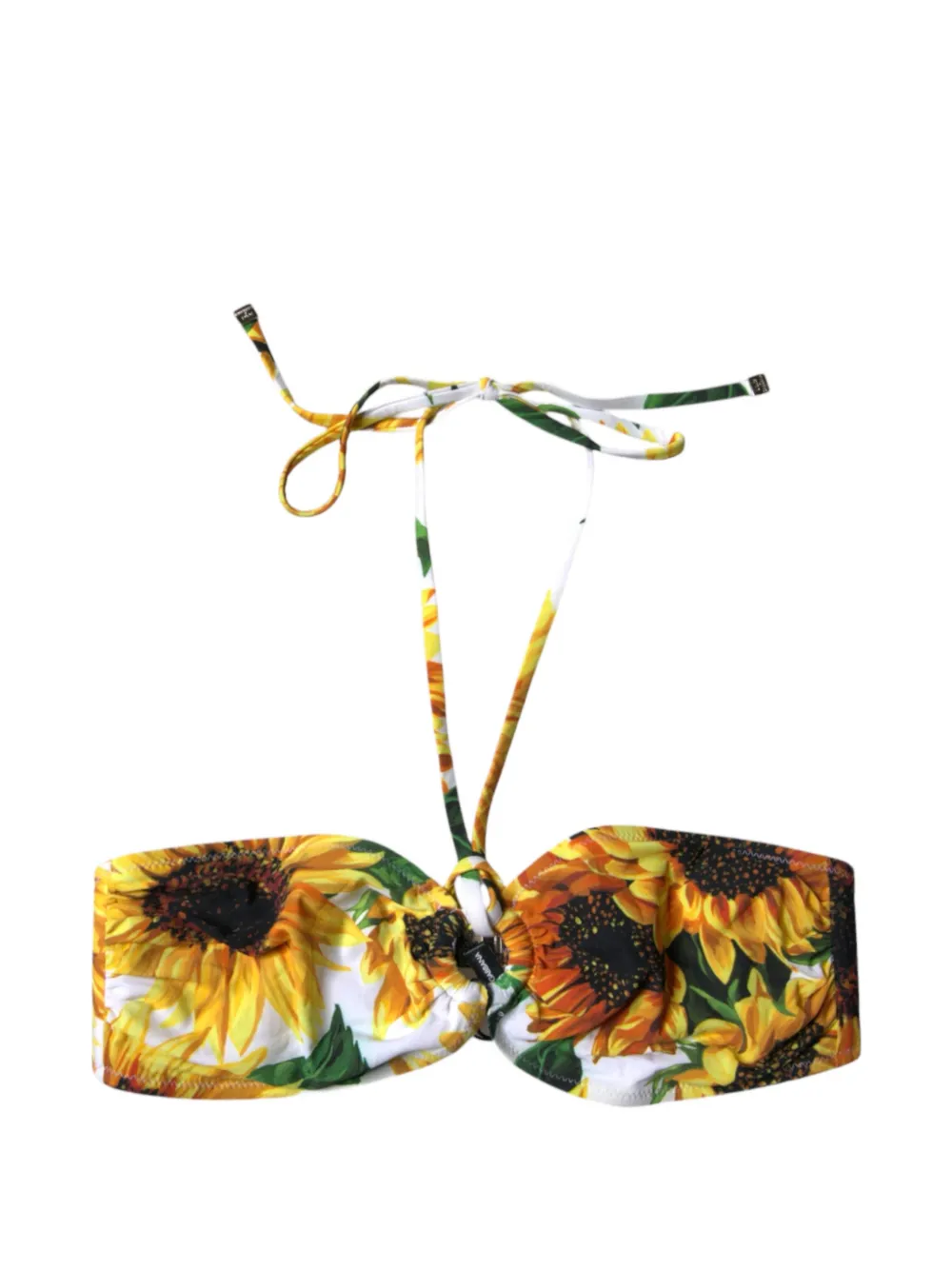 Dolce & Gabbana floral-print halterneck bikini top - Bianco