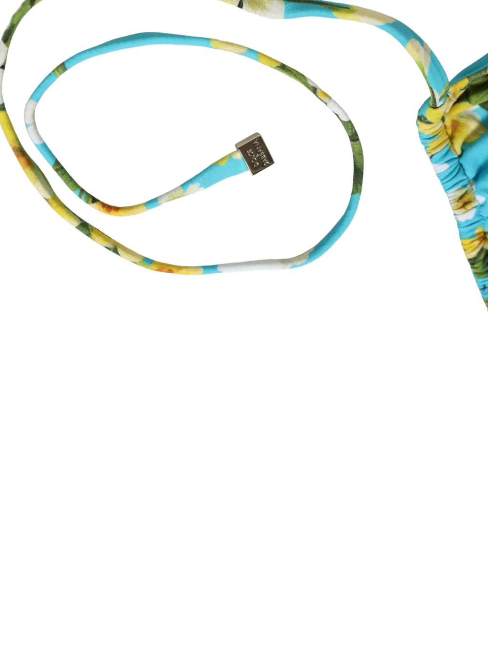 Dolce & Gabbana floral-print halterneck bikini top Blauw