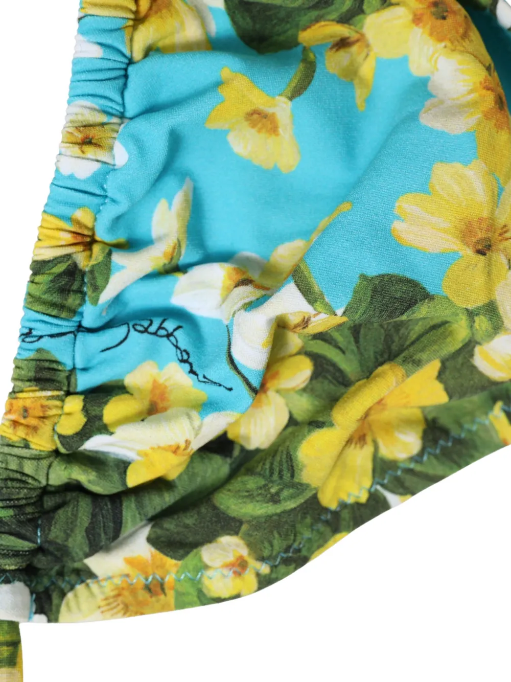 Dolce & Gabbana floral-print halterneck bikini top Blauw
