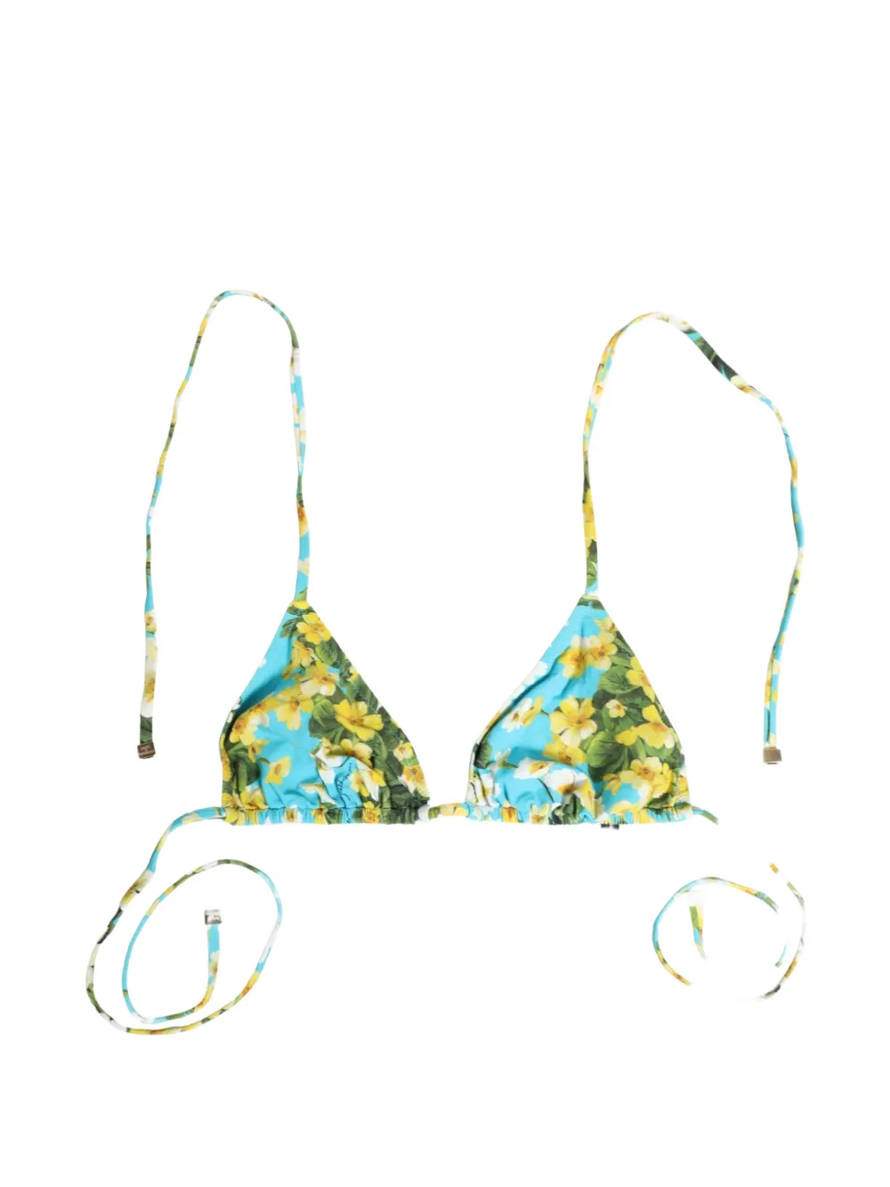Dolce & Gabbana floral-print halterneck bikini top - Blu