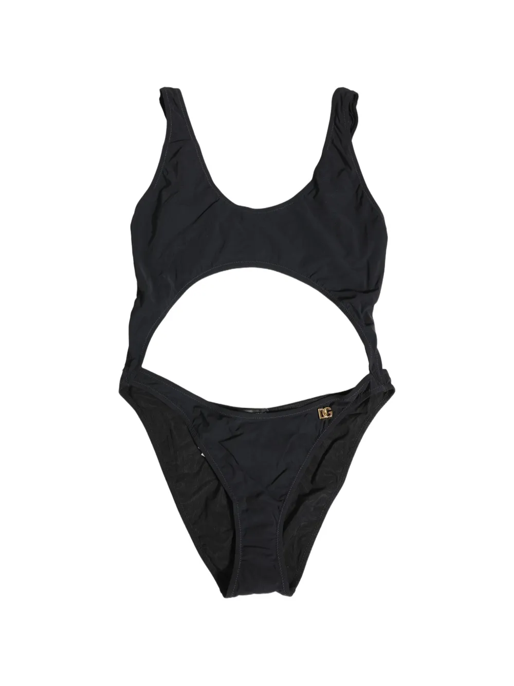 Dolce & Gabbana cut-out logo-plaque swimsuit - Black