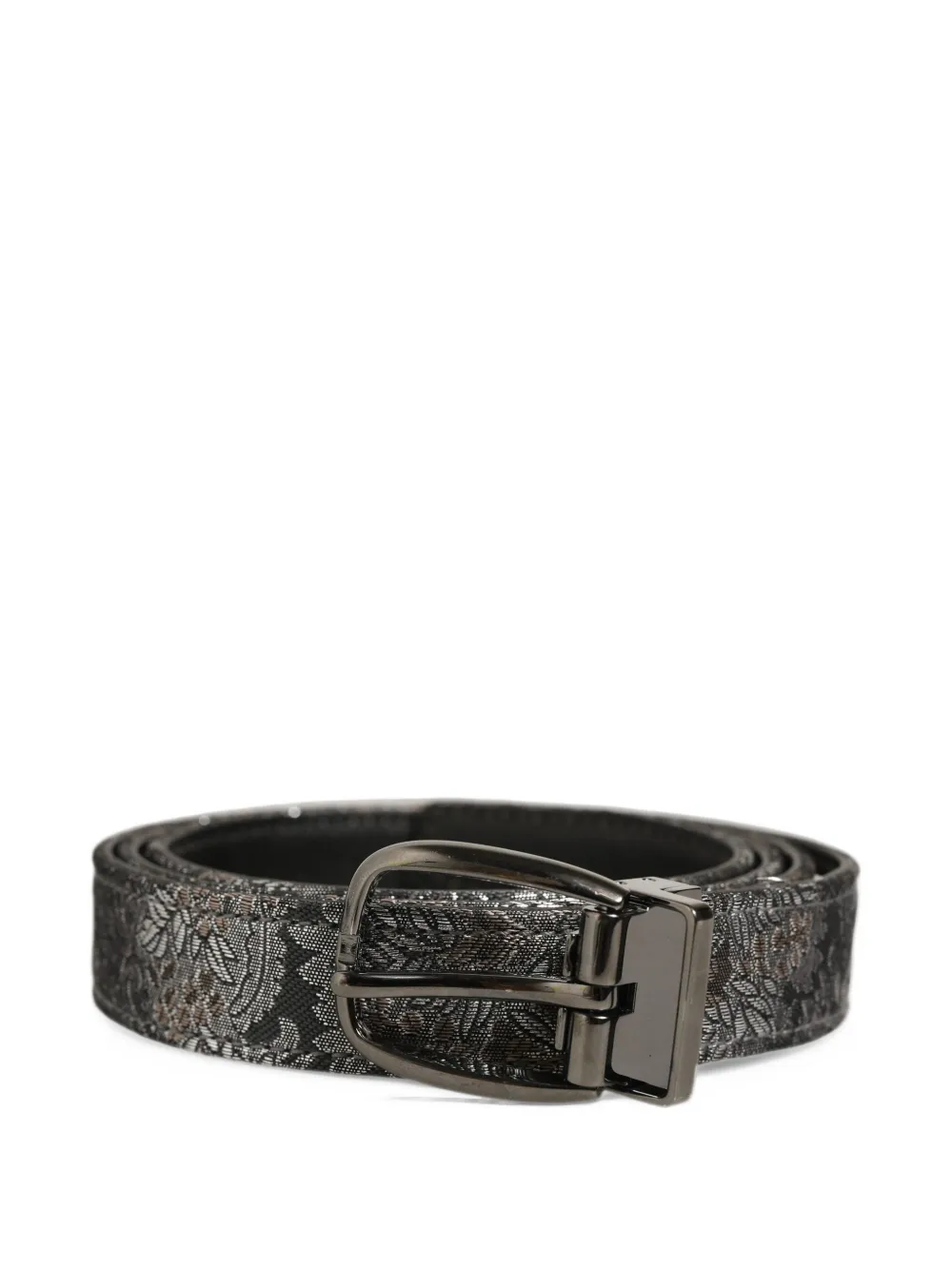 Dolce & Gabbana floral-jacquard buckle belt - Grey