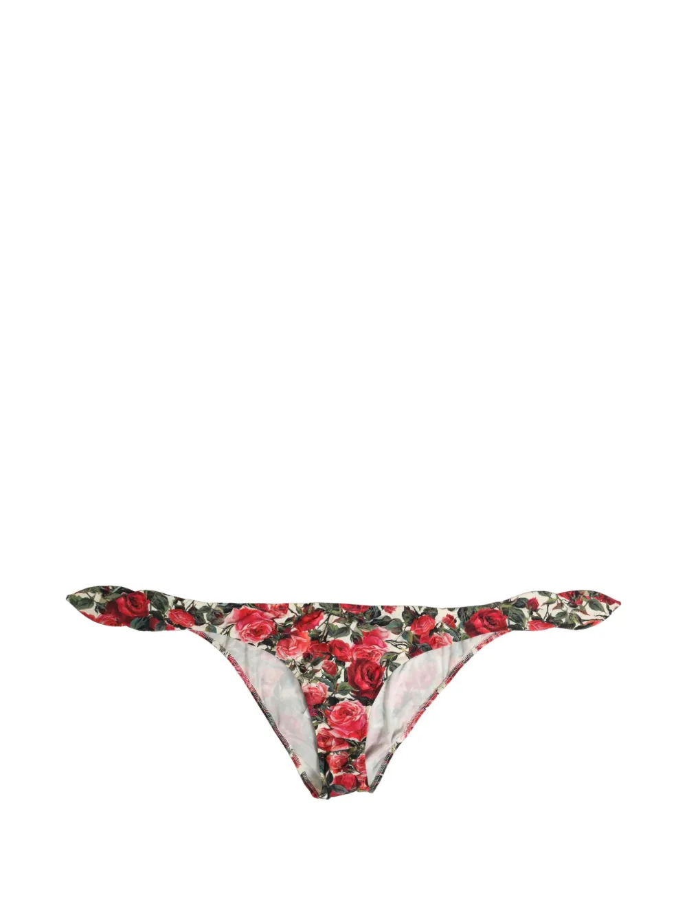 Dolce & Gabbana floral-print side-tie bikini bottoms - White