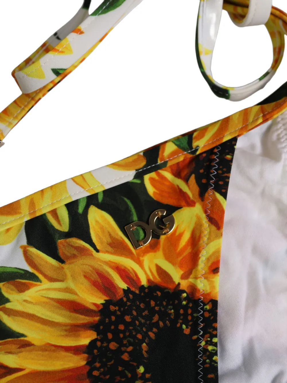 Dolce & Gabbana sunflower-print side-tie bikini bottoms Wit