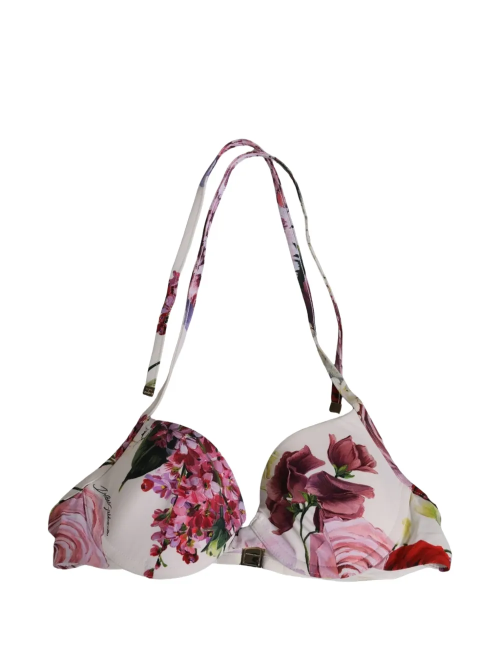 Dolce & Gabbana floral-print halterneck bikini top Wit