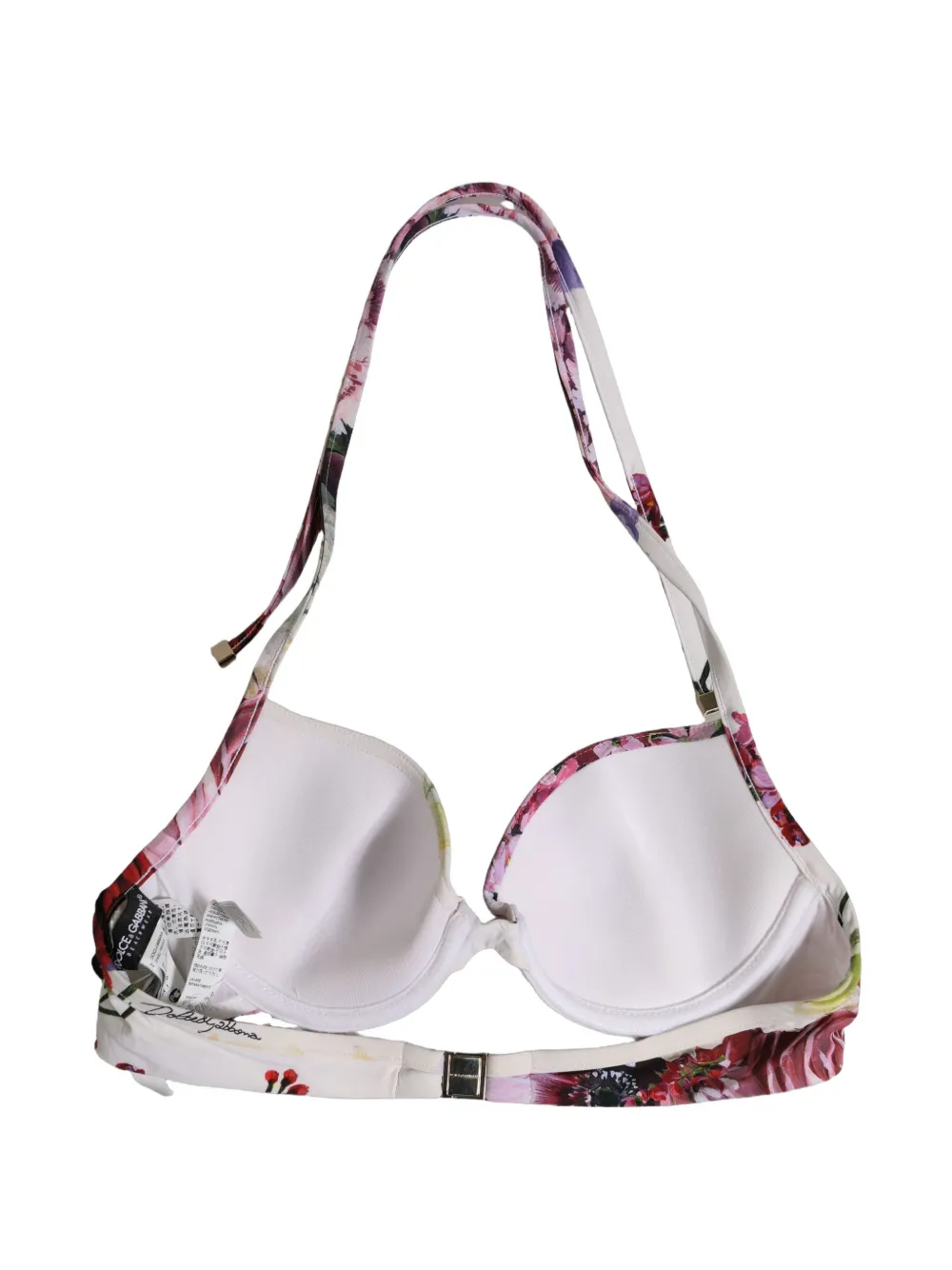 Dolce & Gabbana floral-print halterneck bikini top Wit