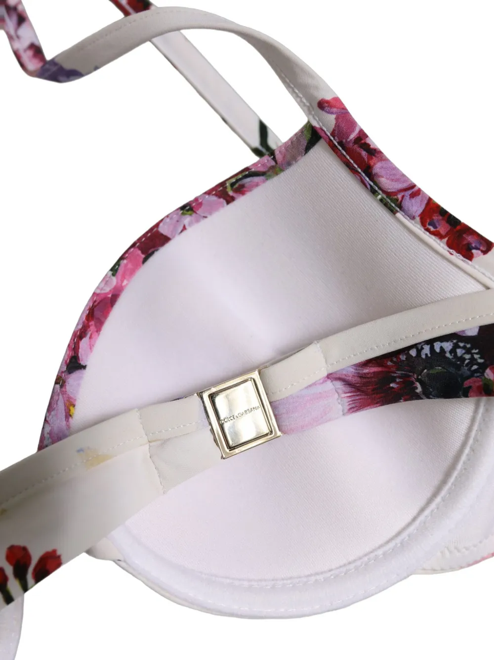 Dolce & Gabbana floral-print halterneck bikini top Wit