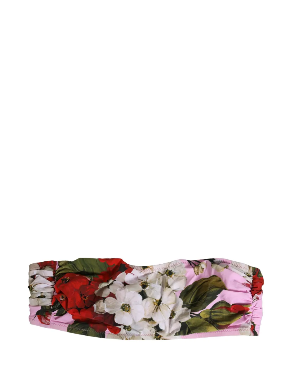 Dolce & Gabbana pink floral-print bandeau bikini top Roze