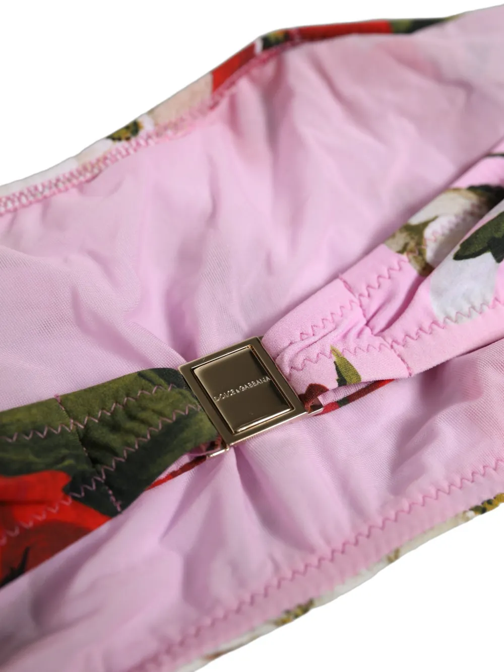 Dolce & Gabbana pink floral-print bandeau bikini top Roze