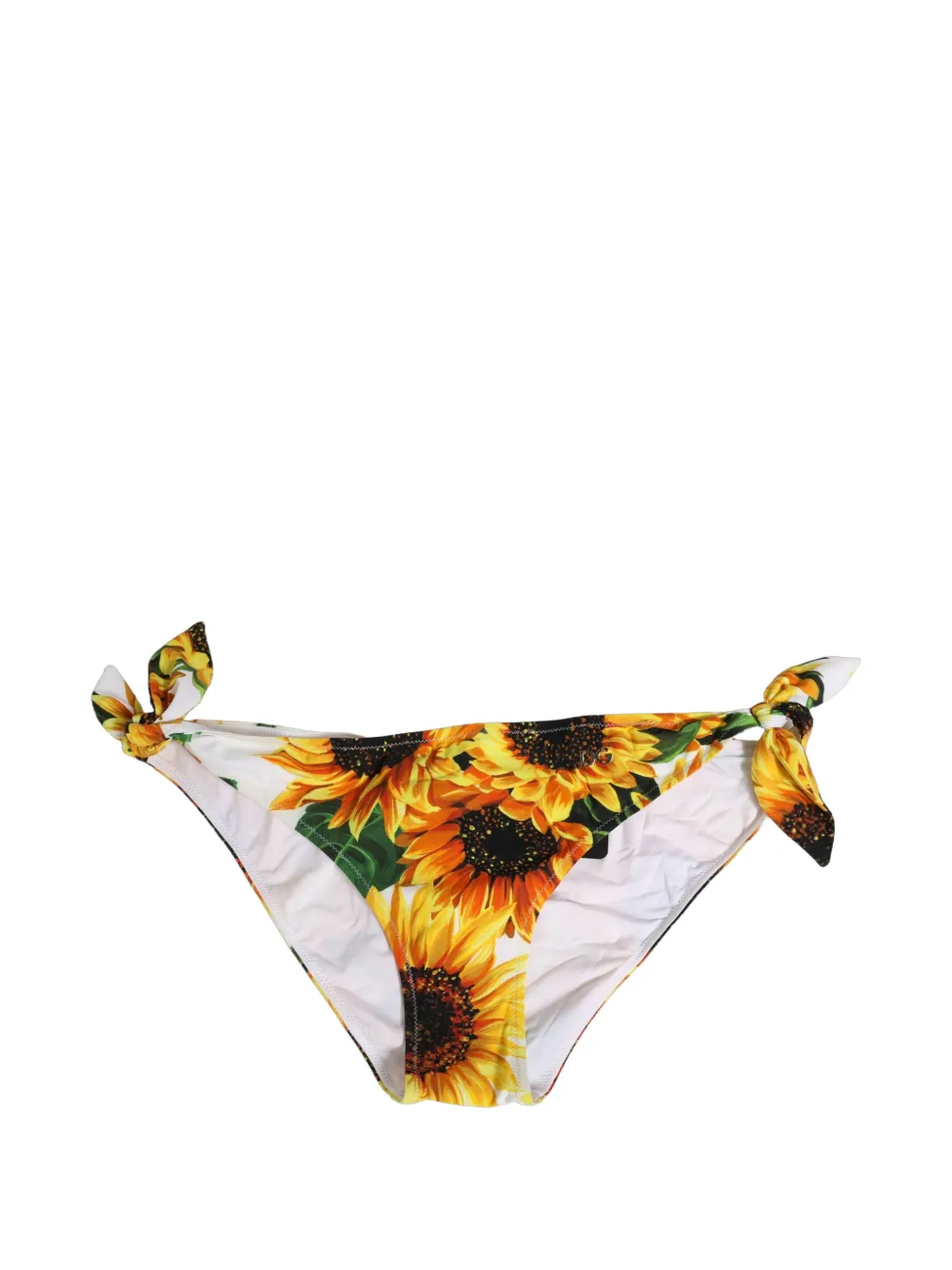 Dolce & Gabbana sunflower-print tie-side bikini bottoms - Bianco