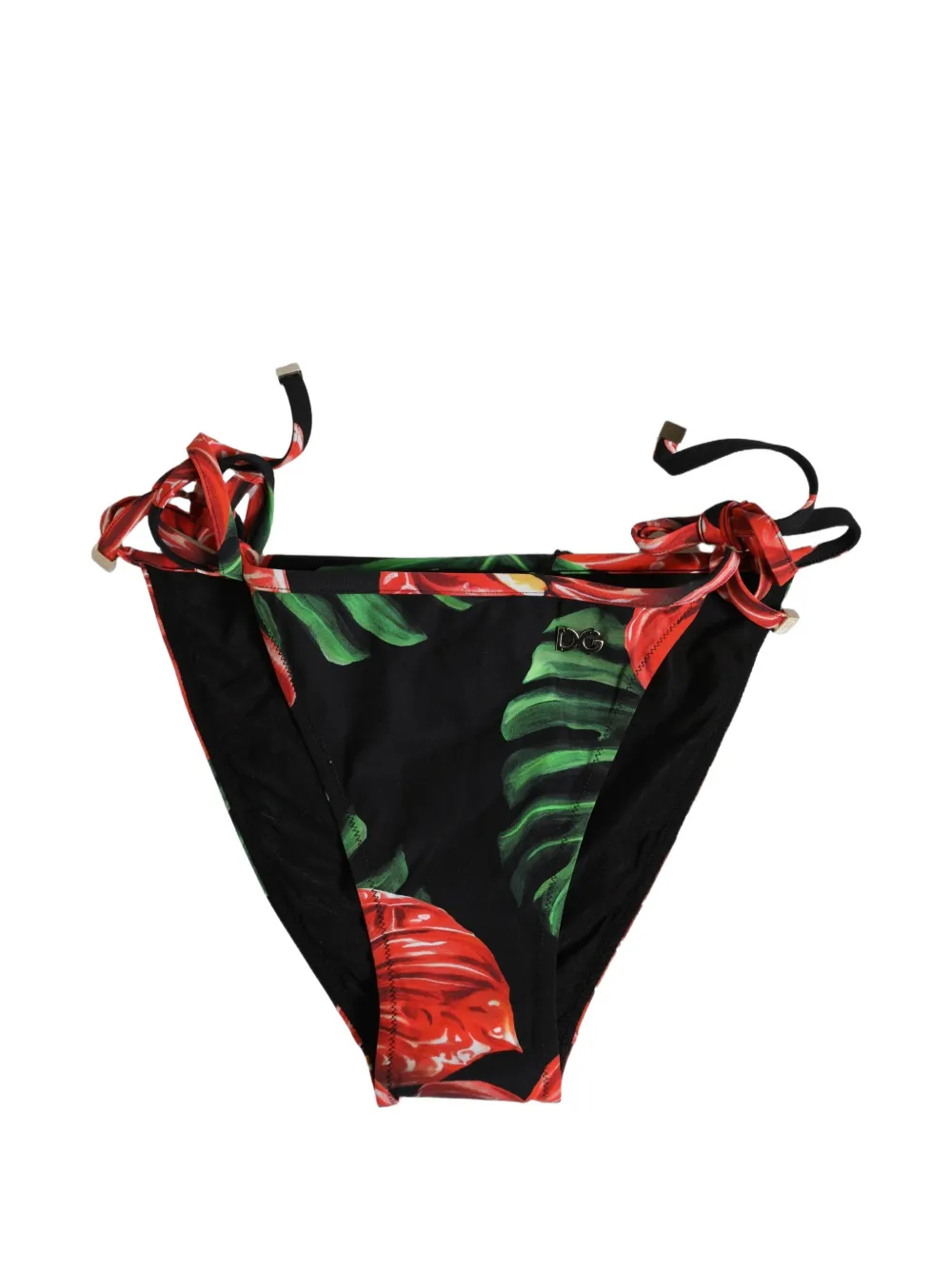 Dolce & Gabbana floral-print side-tie bikini bottoms Zwart