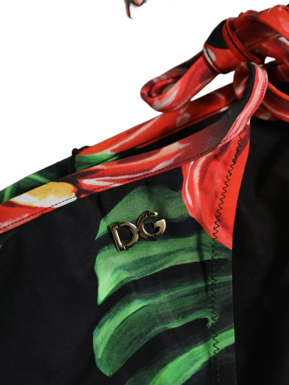 Dolce & Gabbana floral-print side-tie bikini bottoms Zwart