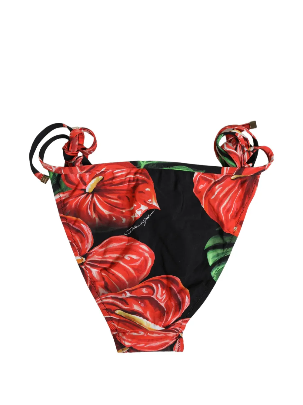 Dolce & Gabbana floral-print side-tie bikini bottoms Zwart