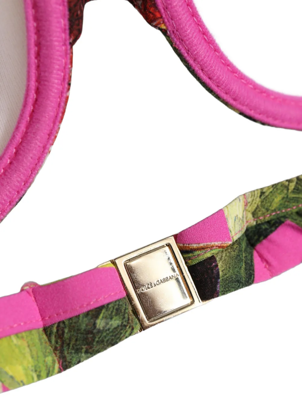 Dolce & Gabbana fig-print halterneck bikini top Roze