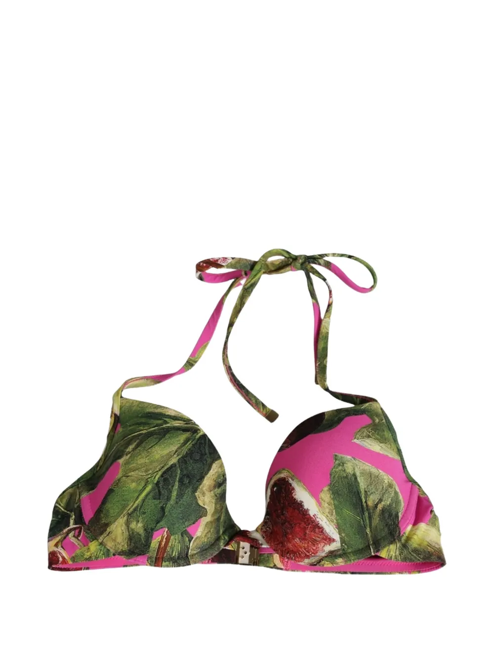 Dolce & Gabbana fig-print halterneck bikini top - Rosa