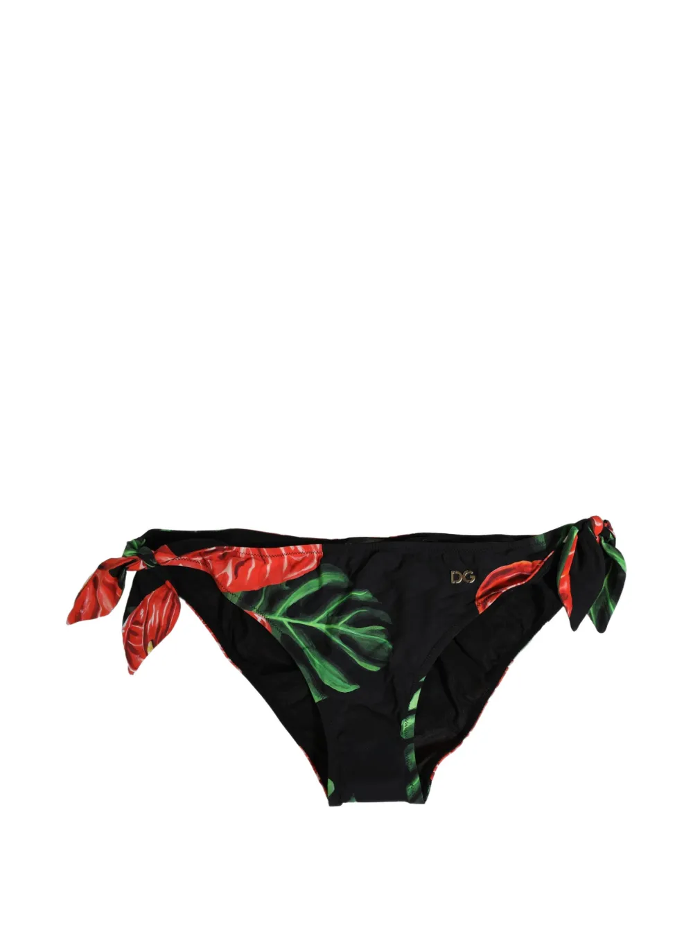 Dolce & Gabbana floral-print side-tie bikini bottoms Zwart