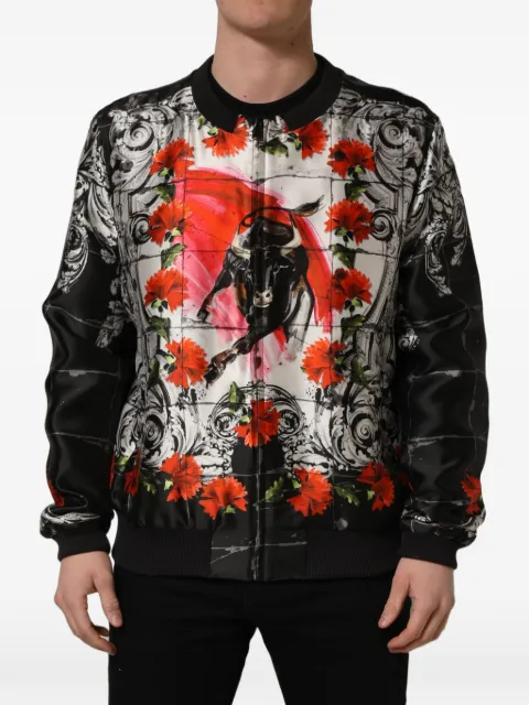 Dolce & Gabbana Majolica bull-print bomber jacket