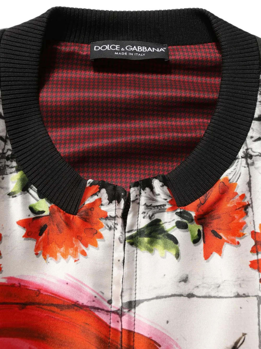 Dolce & Gabbana Majolica bull-print bomber jacket Zwart