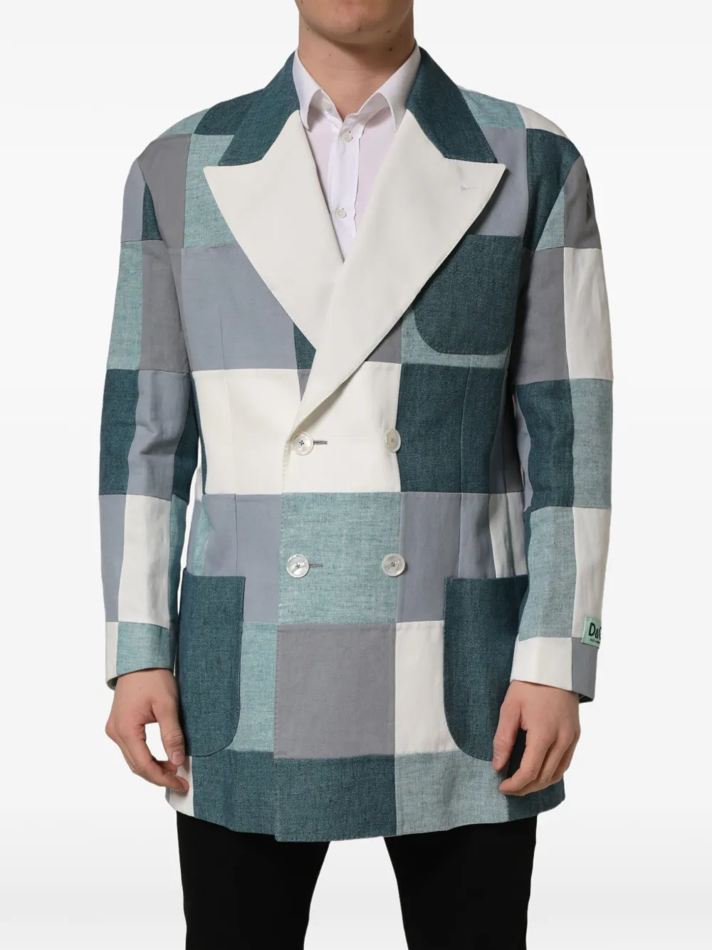 Dolce & Gabbana patchwork double-breasted jacket - Blue