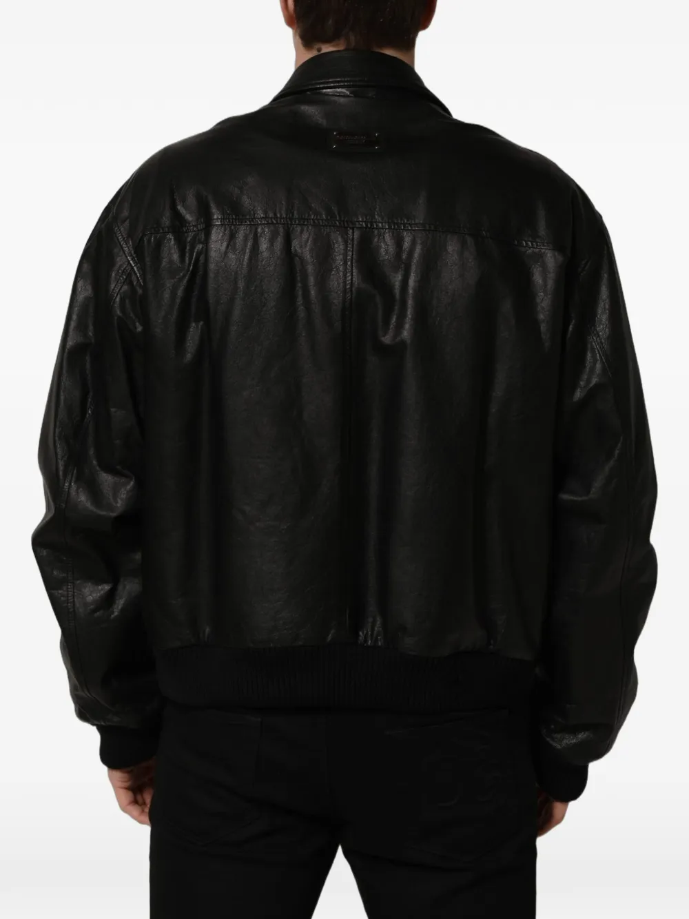 Dolce & Gabbana zip-up leather jacket Zwart