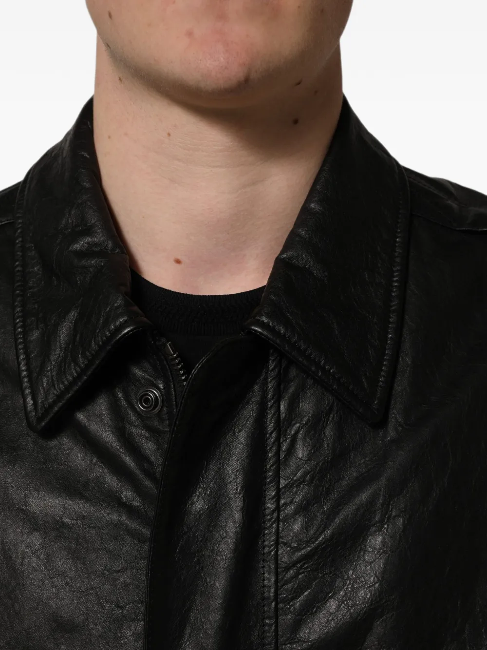Dolce & Gabbana zip-up leather jacket Zwart