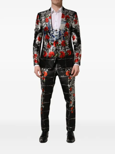 Dolce & Gabbana floral-print three-piece suit